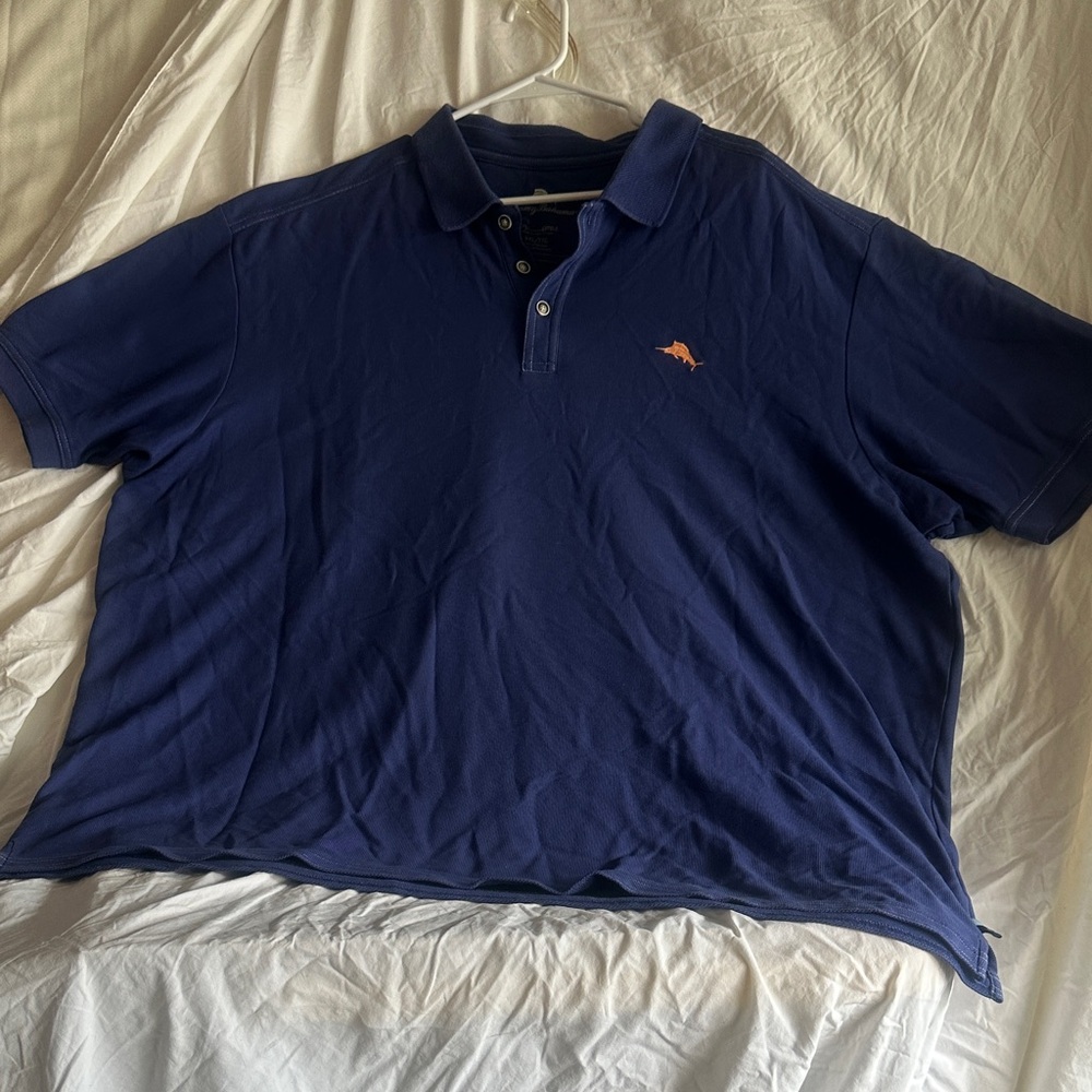 Tommy Bahama Blue Polo with Orange Accent